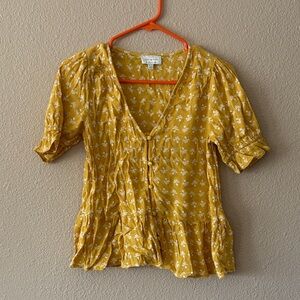 Lucky Brand Mustard Floral Blouse